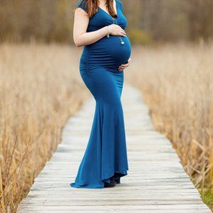 Pinkblush small teal maternity photoshoot dress